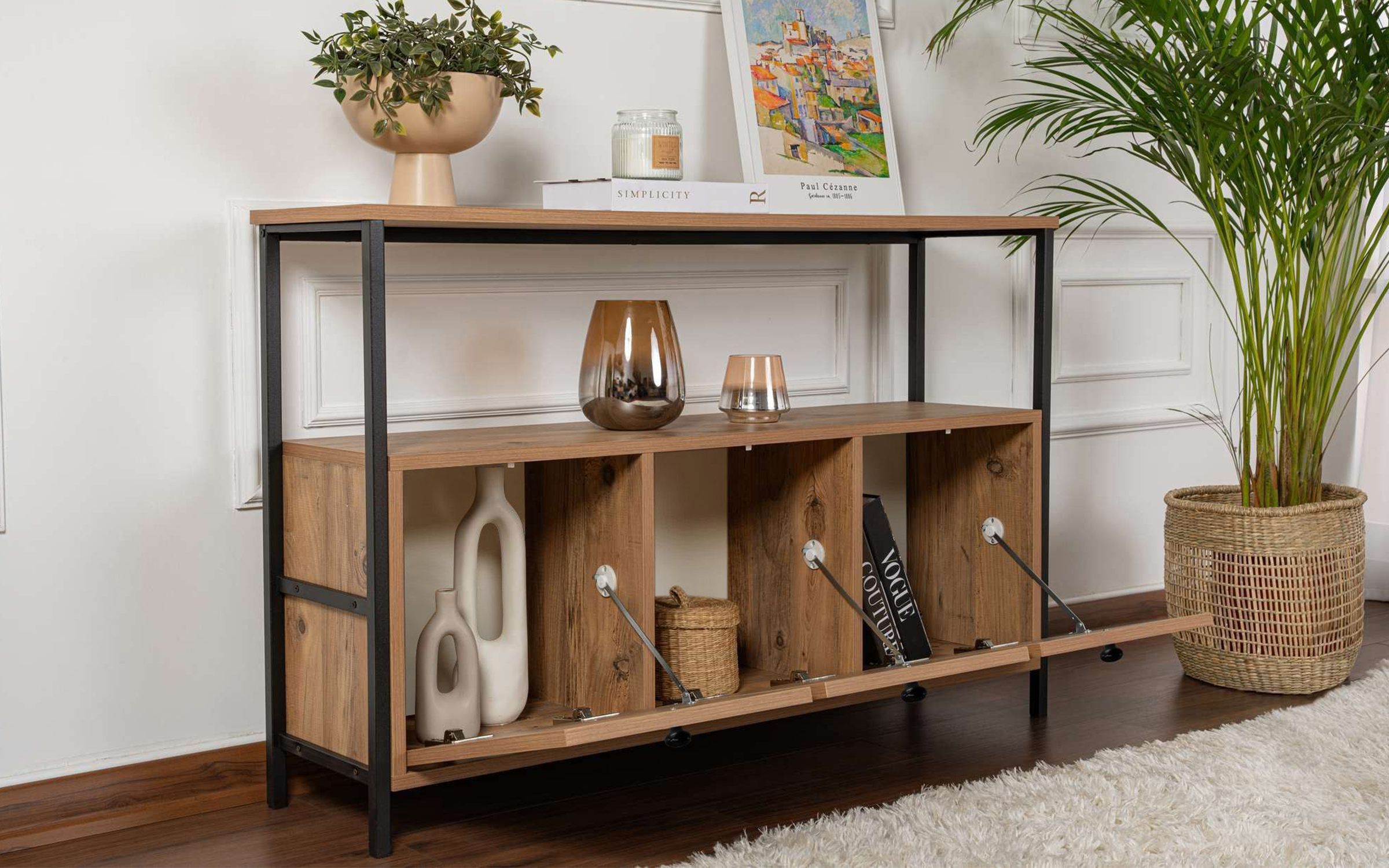 Comoda Prego, pin atlantic + negru  3